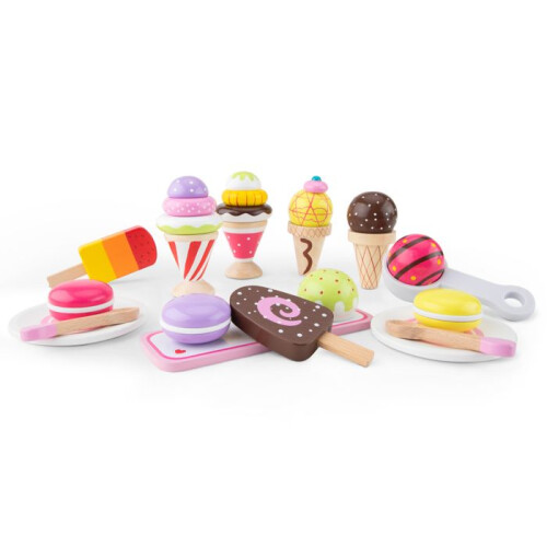 NEUE KLASSISCHE SPIELZEUG - Holz-Eiscreme-Set 20 Teile 2