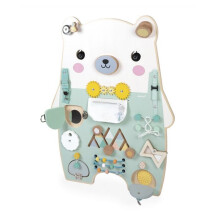 Pure Busy Board White Bear - JANOD - J05162 - Yellow - Wood / Plastic / Metal - From 18 months