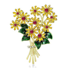 Broches unisexes élégantes, Bouquet de marguerites et strass,-Or