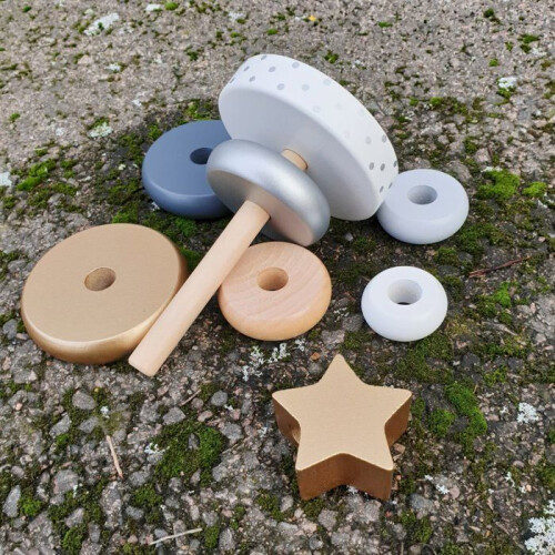 JaBaDaBaDo - Jogo pirâmide de madeira Silver - ELEMENTS FOR KIDS 2