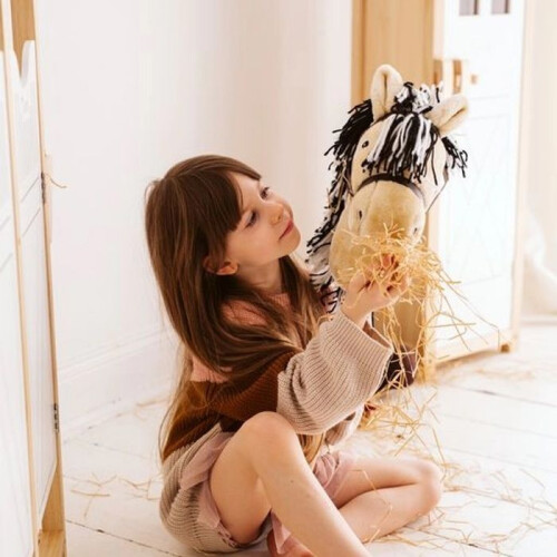Cheval bâton - BYASTRUP - Tête de cheval blond - Bois - 3 ans et plus - Intérieur 2