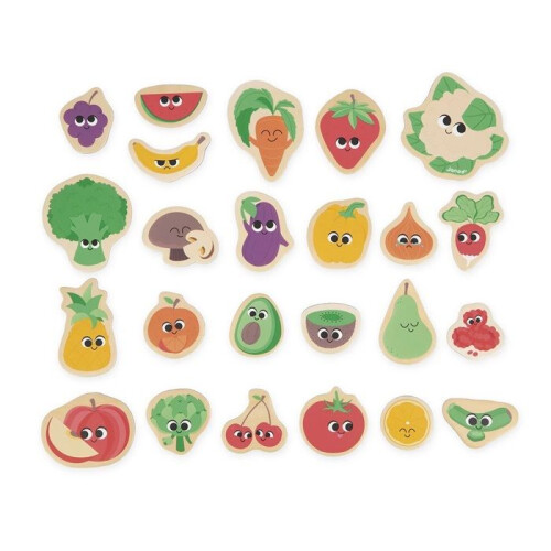 Janod Magneti - JANOD - Frutta e Verdura J09648 - 24 pezzi - Legno - Per bambini 1