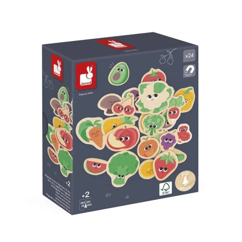 Janod Magneti - JANOD - Frutta e Verdura J09648 - 24 pezzi - Legno - Per bambini 2