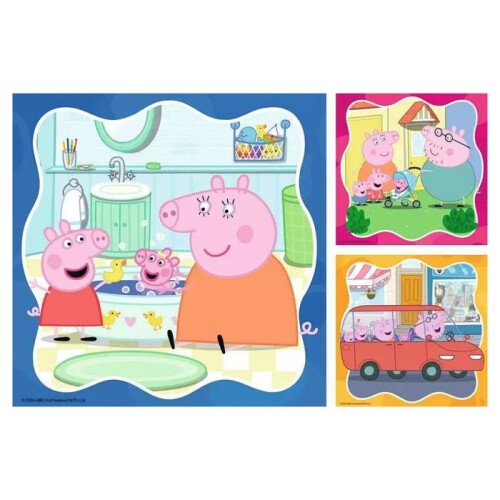 Ravensburger Palapeli 3x49 palasta Peppa Pig -perhe ensin 1