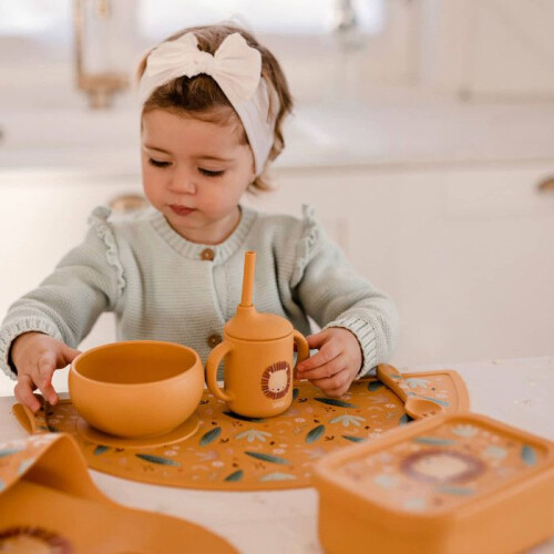 Sassi Junior | Sassi Junior | Copo de silicone com alças e canudo 120 ml Animais Laranja - 107 x 10 cm LEÃO 1