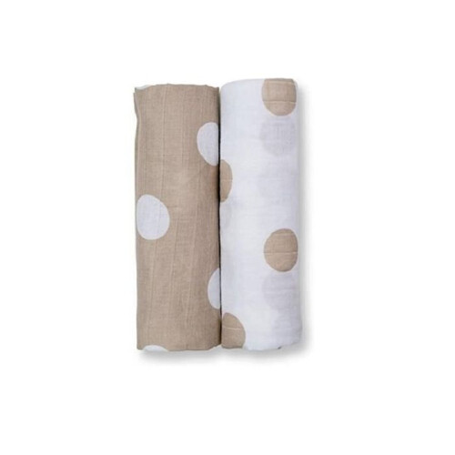 Lange mousseline pack de 2 - pois taupe - Blanc - Mixte 1