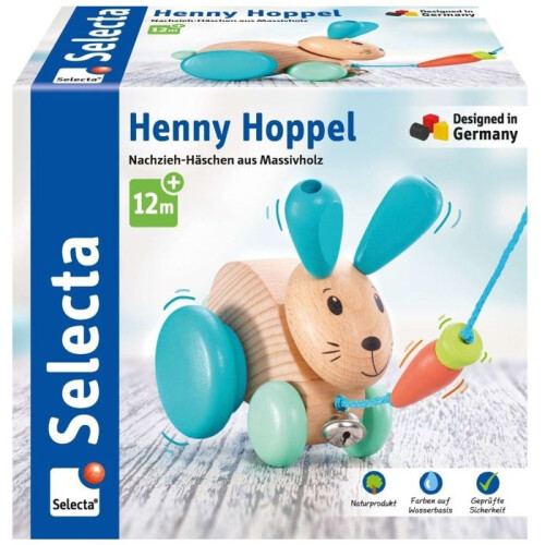 Pull-along toy - SELECTA - Henny Hoppel - Solid wood - Eco-friendly - 12 months and up 1