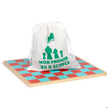 Wooden chess game designed by Ingela P. Arrhenius - VILAC - My first chess game - 32 pieces - Multicolor