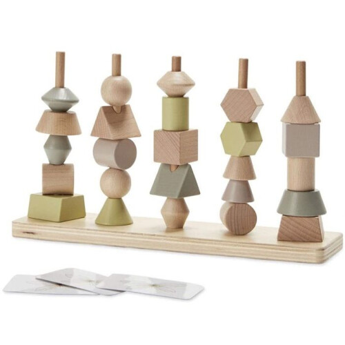 Junior stacking game in wood - byAstrup - 30 cm - Light brown - 25 geometric blocks 1