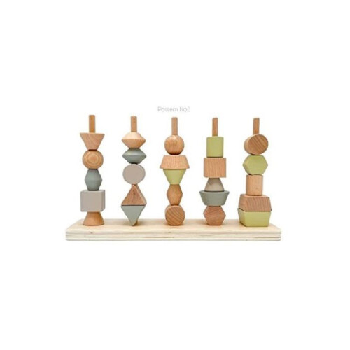 Junior stacking game in wood - byAstrup - 30 cm - Light brown - 25 geometric blocks 2