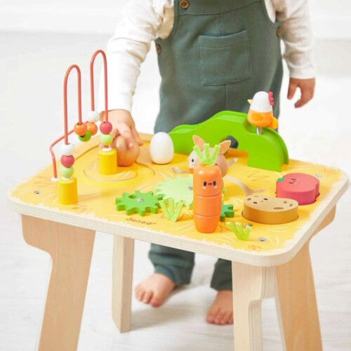 Janod Table d'éveil - Janod - Ferme - 7 activités - Bois - 12 mois et plus 1