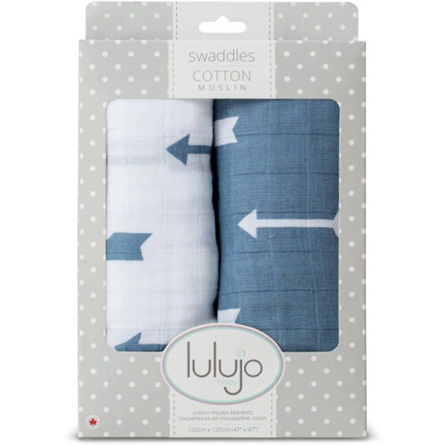 Lange mousseline - Flèches bleues - Pack de 2 - 100x100 cm - 100% coton 1