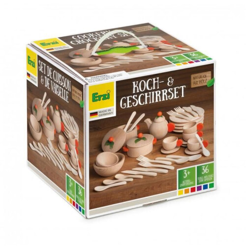 Erzi - Juego de vajilla natural 36 pcs 1
