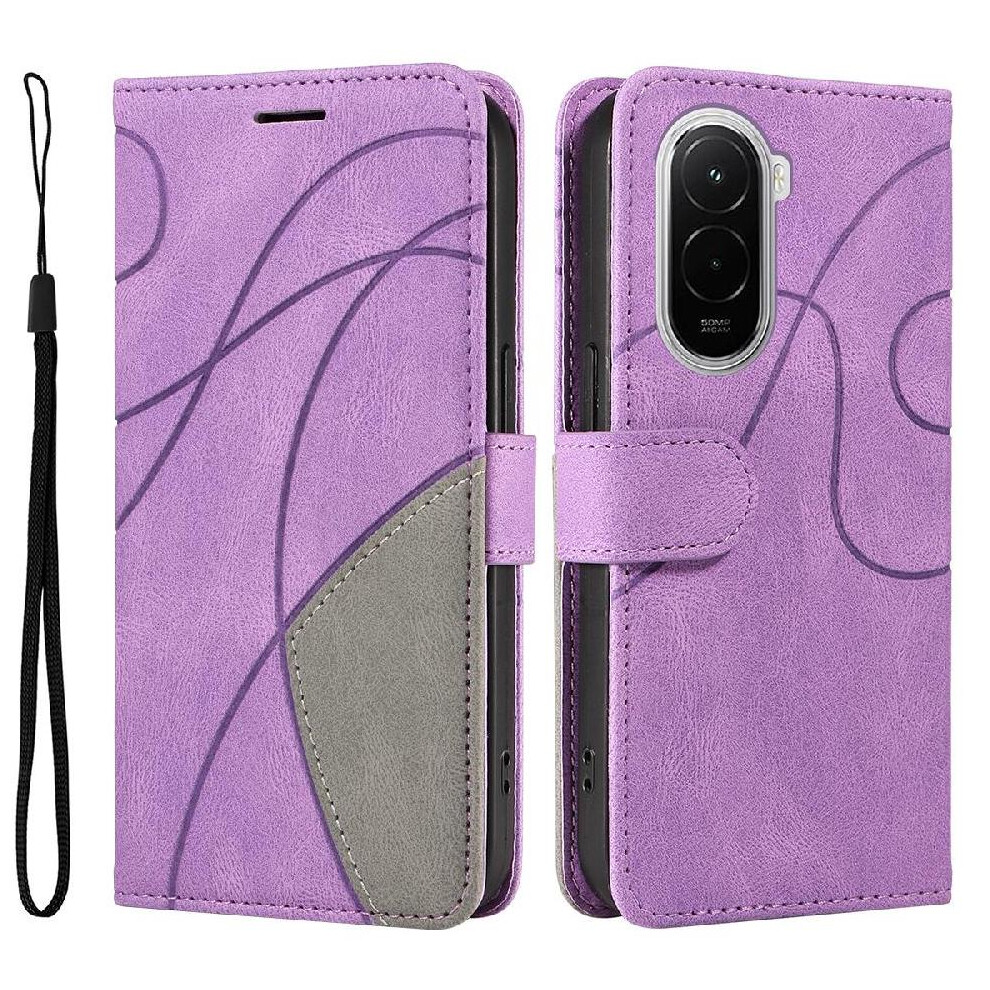 Photos - Case Flip  for Xiaomi POCO M7 4G Stitching Color Kickstand Protective Flip Folio Book with Card Slot Stand Leather Wallet