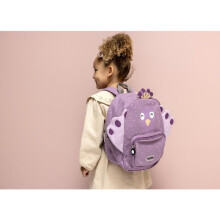 Children's Backpack - TRIXIE - Mrs Peacock - Violet - Recycled Cotton & Polyester - Padded Straps, Chest Clip
