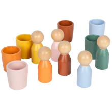 Educatief speelgoed - SMALL FOOT COMPANY - Montessori sorteerbekers met figuren - 100% FSC-hout - 6 bekers/6 figuren - 12 maanden+