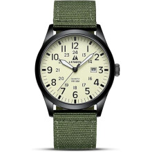 LN LENQIN Mens Watches Unisex Military Sport Nylon Strap Waterproof Watch for Men (A1-LN-0550-Black Yellow Green)