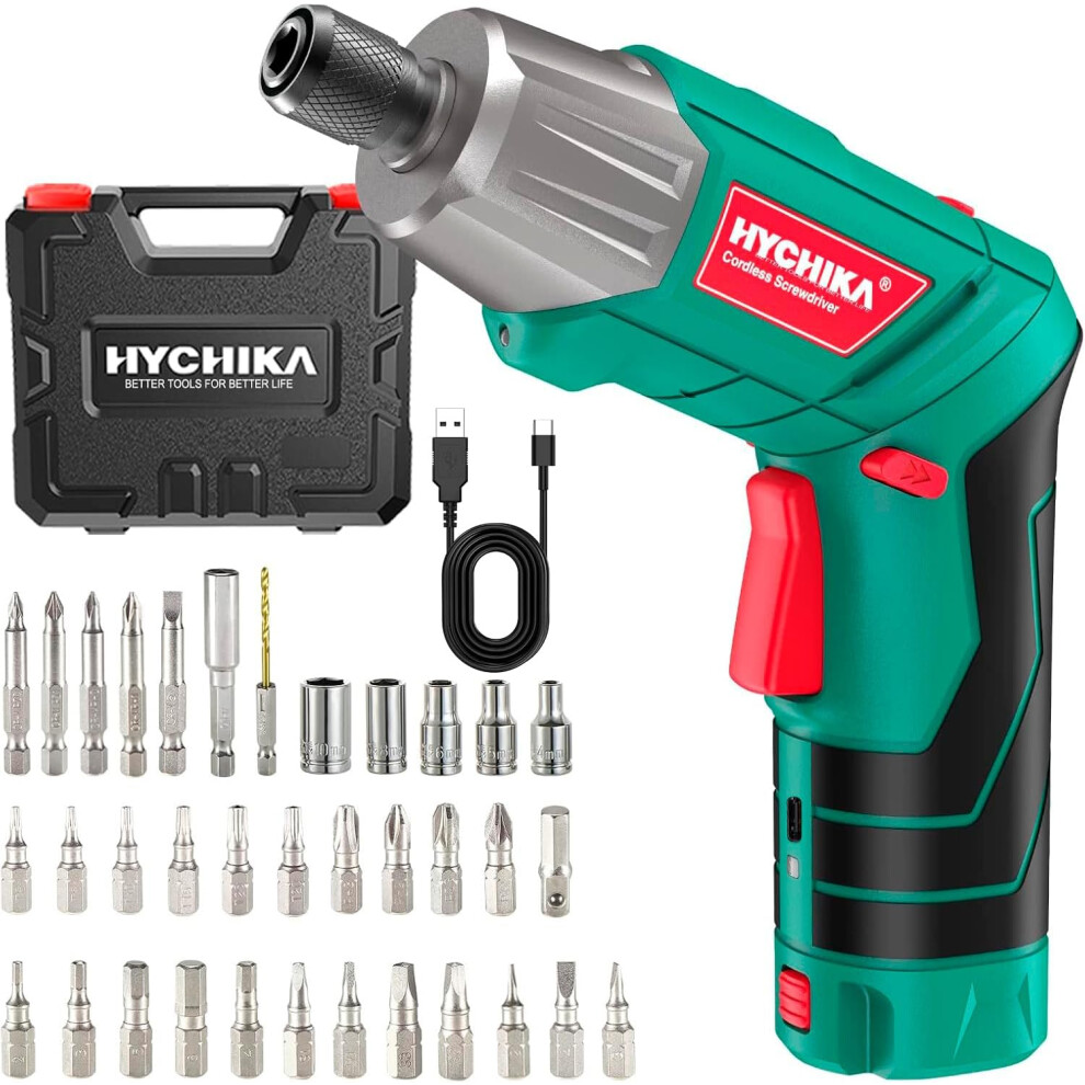 Hychika Electric Screwdriver, 6Nm Torque Cordless Screwdriver 2000Mah 3.6V With 35 Accessories 506111789716