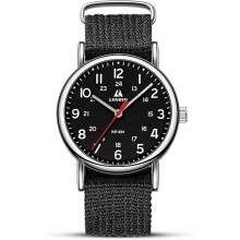 LN LENQIN Mens Watches Unisex Military Sport Nylon Strap  Waterproof Watch for Men (A6-LN-0567-Black Silver Black)