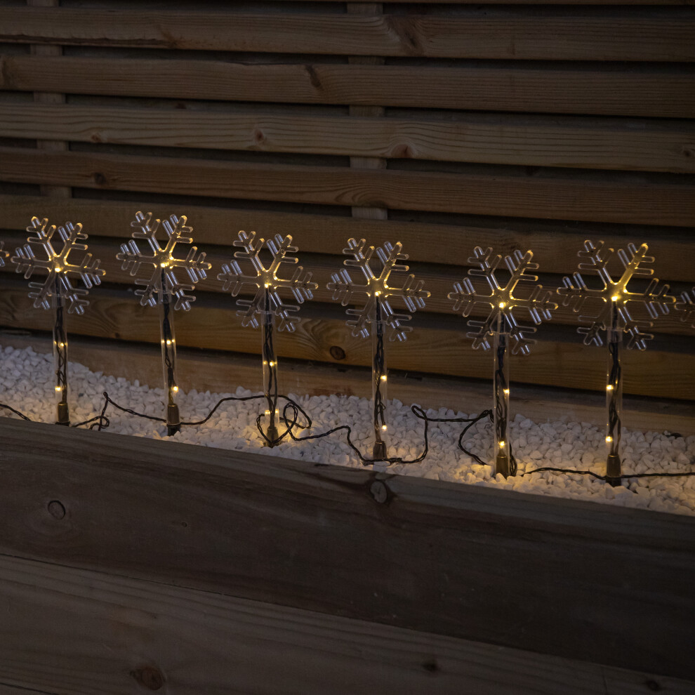 Samuel Alexander 24 Warm White Led Snowflake Garden Stake Light 8 Pack - Image 7
