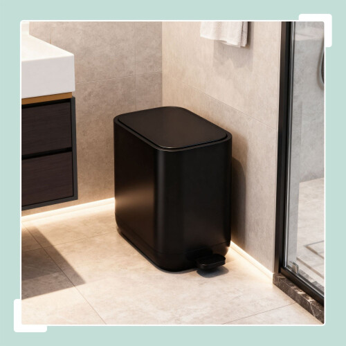 7L Square Pedal Bin - Plastic, Soft-Close Lid 2