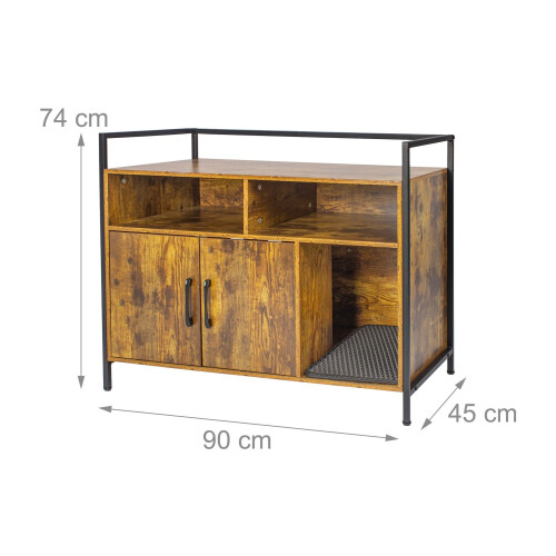 Cat Litter Tray Cabinet with Storage and Litter Mat 2