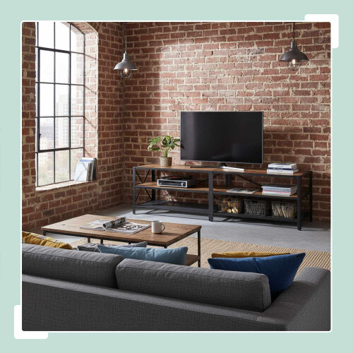 TV-Ständer mit 4 Fächern, Holzoptik 1