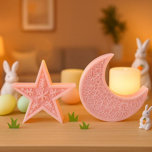Versatile Sturdy Silicone Mould for Moon Star Candle-4 3 2