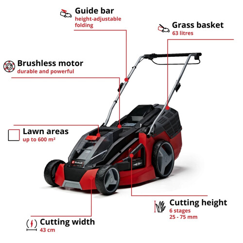 Einhell Einhell 36V Cordless Lawn Mower 43cm Brushless 2
