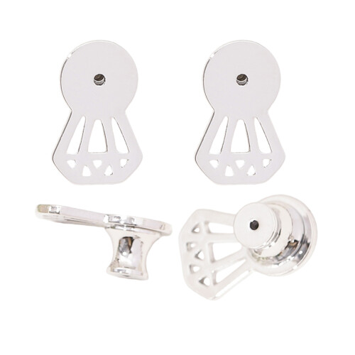 Pack of 4 Earring Backs Ear Jewelry Replacement Diamonds-White