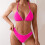 Ensemble de Bikini Triangle en dentelle de couleur unie-Noir S 3