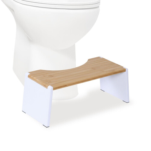 Folding Bamboo Toilet Stool - Non-Slip, Space-Saving