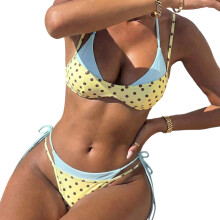 Fashion Swimsuit Set Flexible Swimwear Two Piece-light yellow L