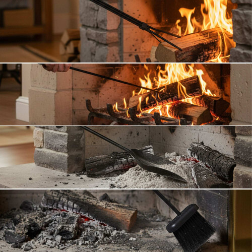 Fireplace Tool Set, 5-Piece Iron Accessories 2