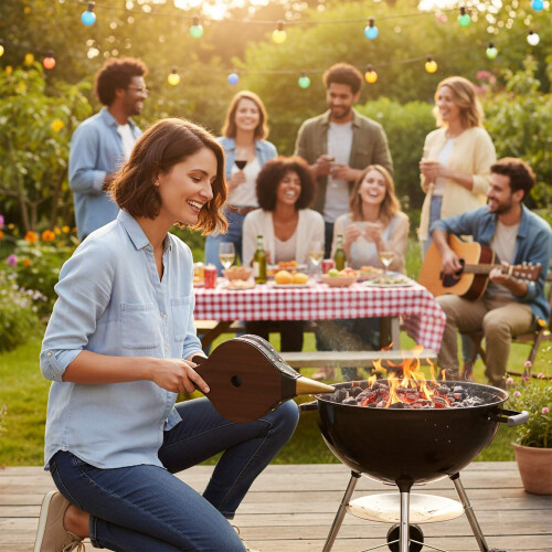 Peis- og grillbelg, treoverflate, sterk luftstrøm 1