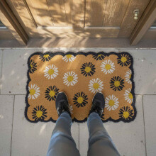 Kokosnoot deurmat, botanisch design, 60x40 cm, antislip