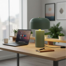 Paddenstoelvormige tafellamp - Minimalistisch metalen ontwerp, gouden accenten