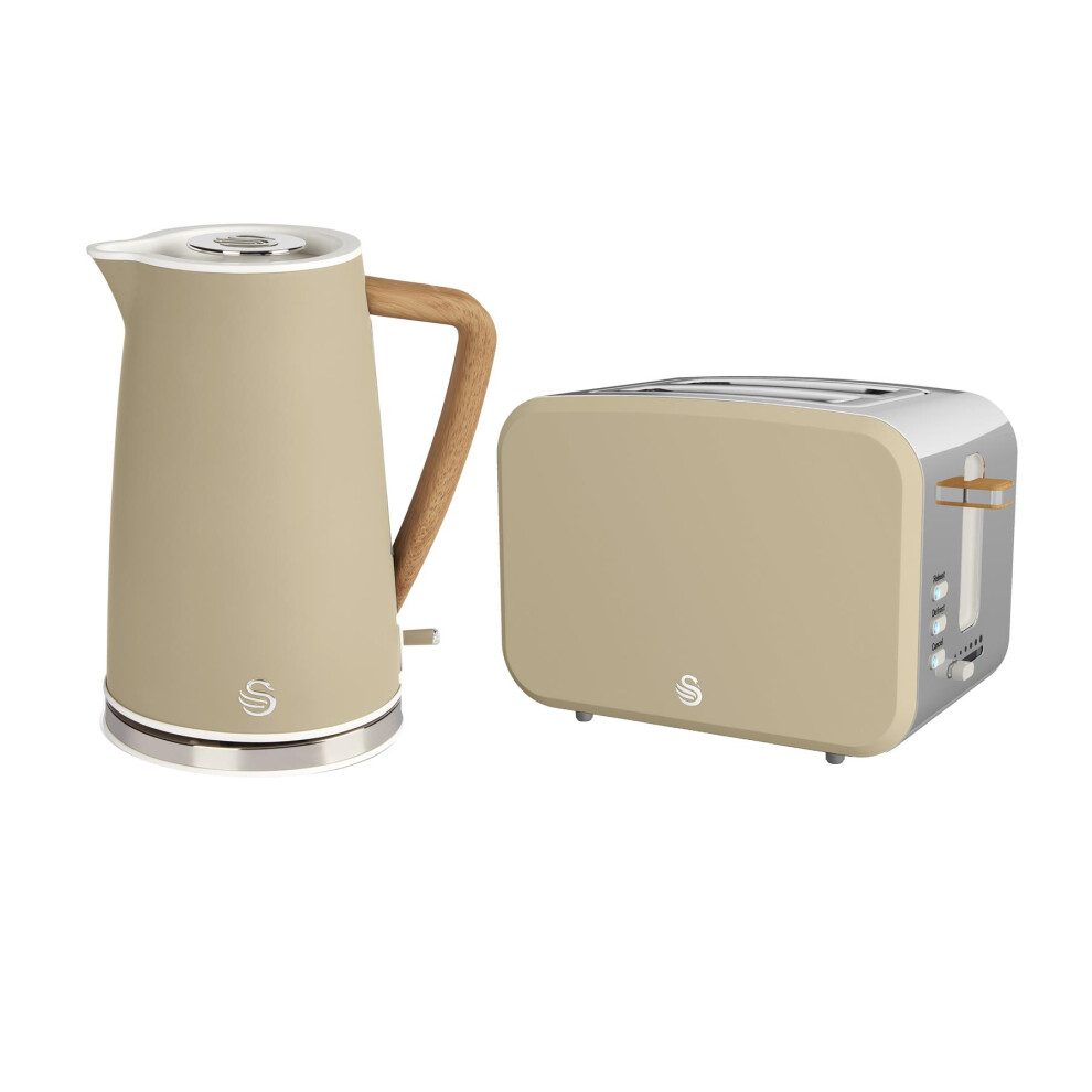 Swan Nordic Kitchen Set 1.7L Rapid Boil Kettle, 900W 2 Slice Toaster Oatmeal Sk14610oat + St14610oat, Eejb416