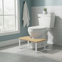 Toiletopstapje, bamboe en metaal, antislip
