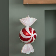 50cm Red and White Stripe Hanging Bauble Christmas Candy Decoration