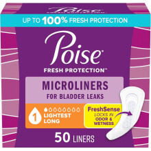 Poise Daily Microliners, Incontinence Panty Liners for Bladder Leaks, 50 Count of Pantiliners