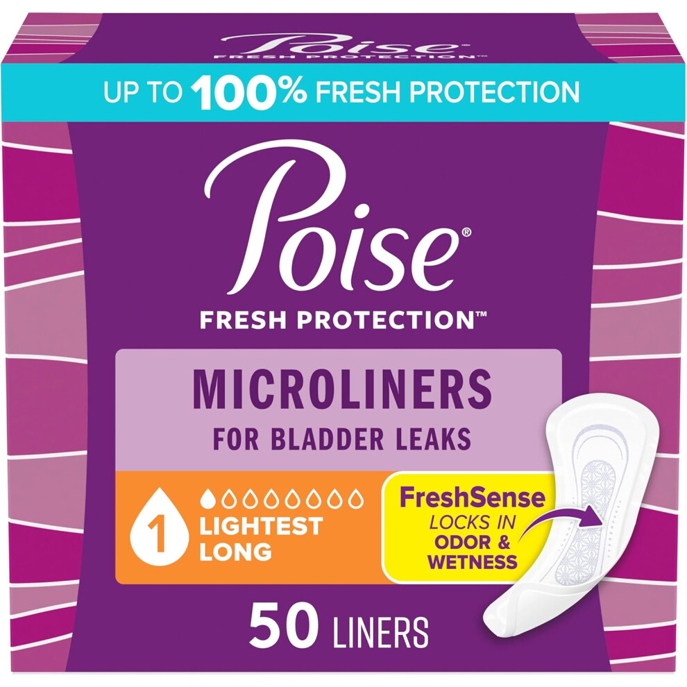 Poise Daily Microliners, Incontinence Panty Liners For Bladder Leaks, 50 Count Of Pantiliners