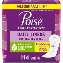 Poise Daily Liners, Incontinence Panty Liners for Bladder Leaks, 114 Count of Pantiliners, Packaging May Vary