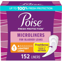 Poise Daily Microliners, Incontinence Panty Liners for Bladder Leaks, 152 Count of Pantiliners (4 Packs of 38)
