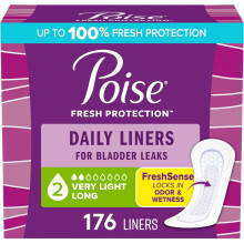 Poise Daily Liners, Incontinence Panty Liners for Bladder Leaks, 176 Count of Pantiliners (4 Packs of 44), Packaging May Vary