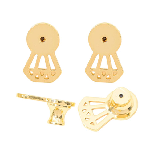4PCS Earring Backs Locking Earrings Part Earring Plugs-Gold