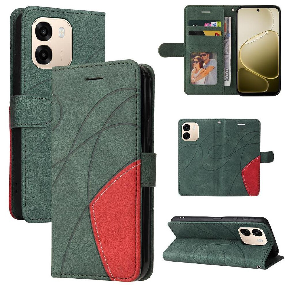 () Flip Case For Oppo A6x 5G/A6 5G Stitching Color Flip Folio Book With Card Slot Stand Kickstand Protective Leather Wallet 764563806324