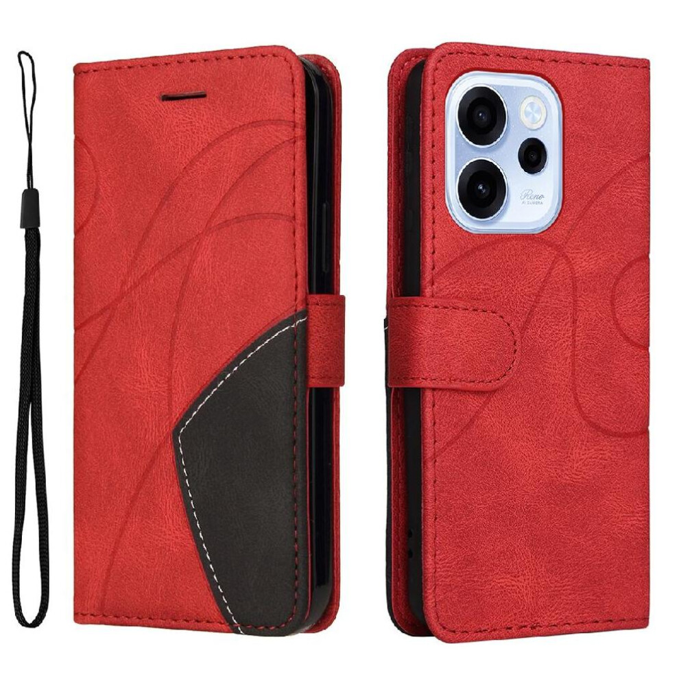 Flip Case For Oppo Reno 15F Stitching Color Kickstand Protective Leather Wallet With Card Slot Stand Flip Folio Book 764563806348