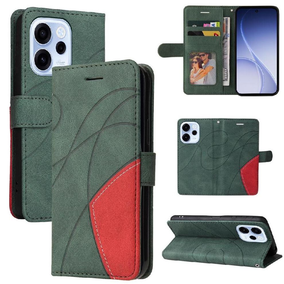 Flip Case For Oppo Reno 15F Stitching Color Kickstand Protective Leather Wallet With Card Slot Stand Flip Folio Book 764563806379