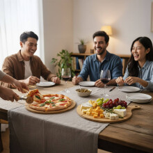 Bamboo Pizza Boards Set, 2-Piece with Grooves